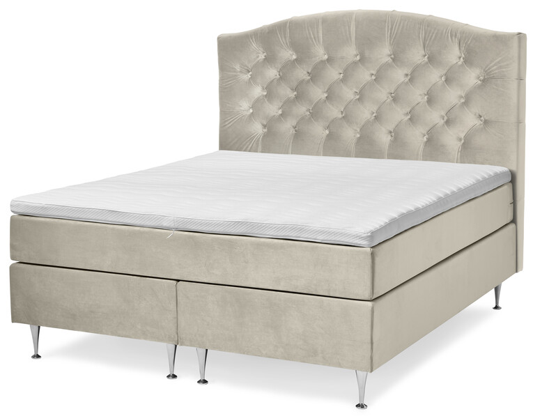 New York Supreme - Kontinentalsäng, dubbelsäng med bäddmadrass och sänggavel - Beige