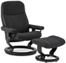 Stressless Consul, medium - Fåtölj med fotpall, medium - Svart
