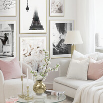 La Vie en Rose - Tavelvägg med guldfärgade ramar - inspiration