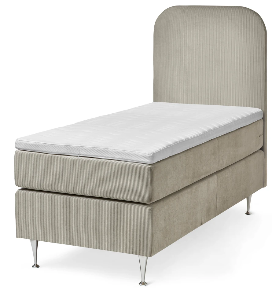 New York - Kontinentalsäng, enkelsäng med bäddmadrass och sänggavel - Beige