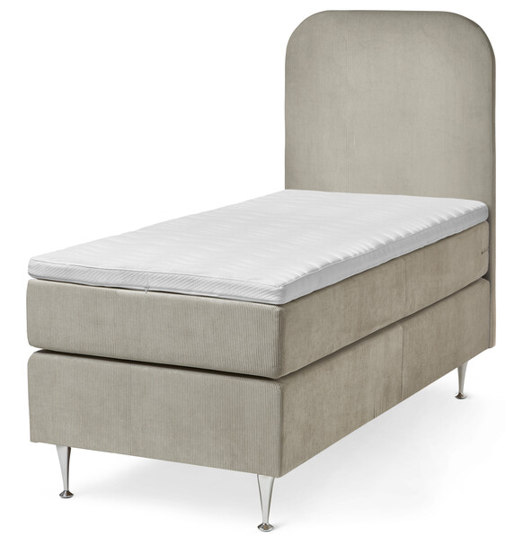 New York - Kontinentalsäng, enkelsäng med bäddmadrass och sänggavel - Beige