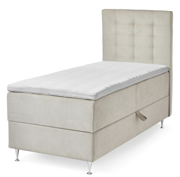 New York - Kontinentalsäng, enkelsäng med förvaring, bäddmadrass och sänggavel - Beige