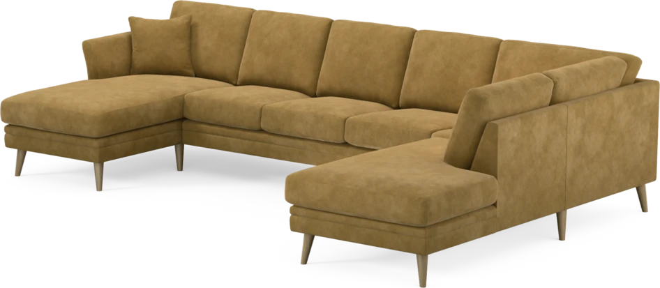 Eden - 3-sits soffa med schäslong vänster och divan höger - Gul