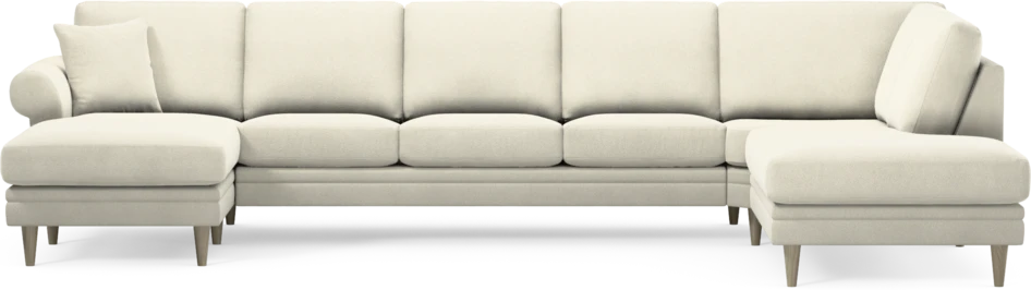 Eden - 3-sits soffa med schäslong vänster och divan höger - Vit