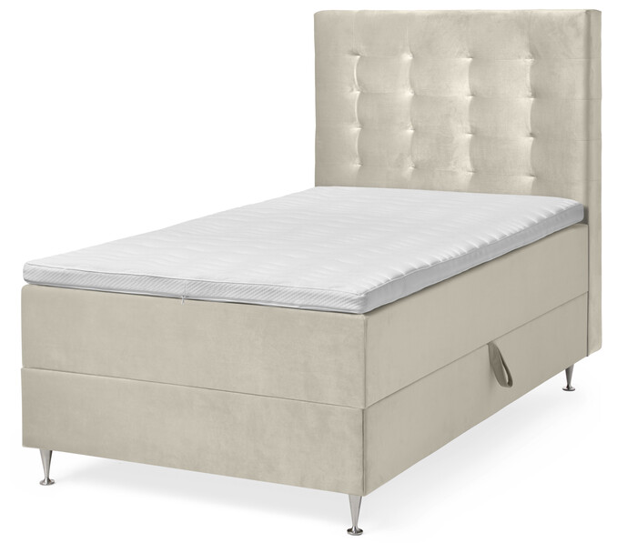 New York - Kontinentalsäng, enkelsäng med förvaring, bäddmadrass och sänggavel - Beige