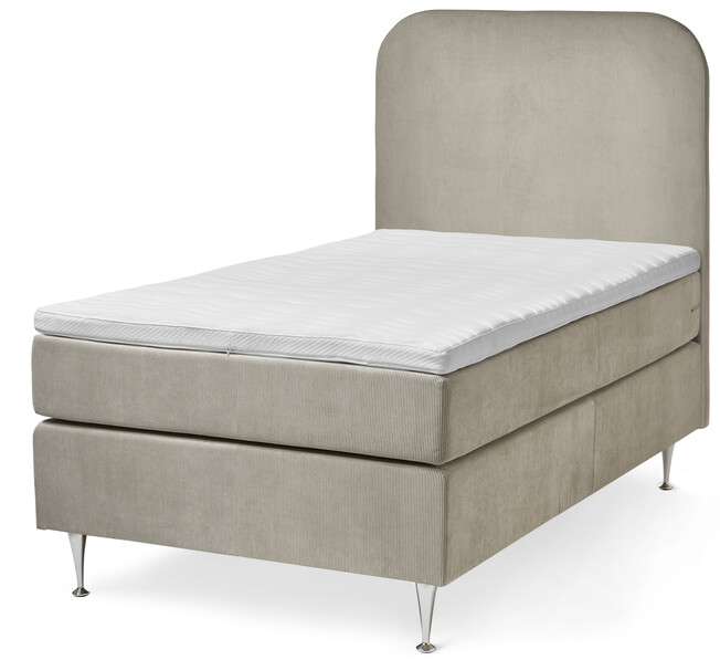 New York - Kontinentalsäng, enkelsäng med bäddmadrass och sänggavel - Beige