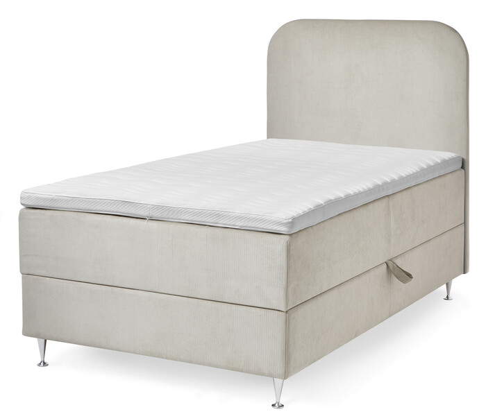 New York - Kontinentalsäng, enkelsäng med förvaring, bäddmadrass och sänggavel - Beige