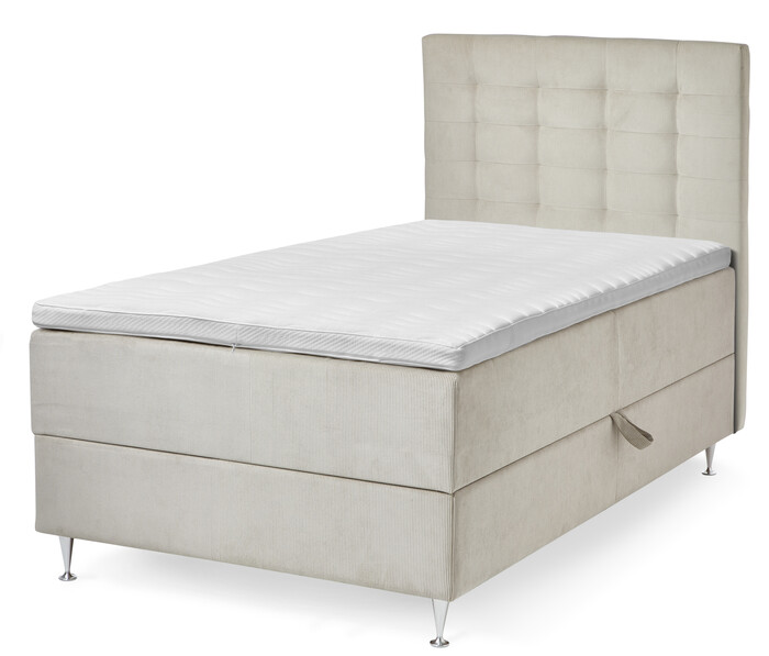 New York - Kontinentalsäng, enkelsäng med förvaring, bäddmadrass och sänggavel - Beige