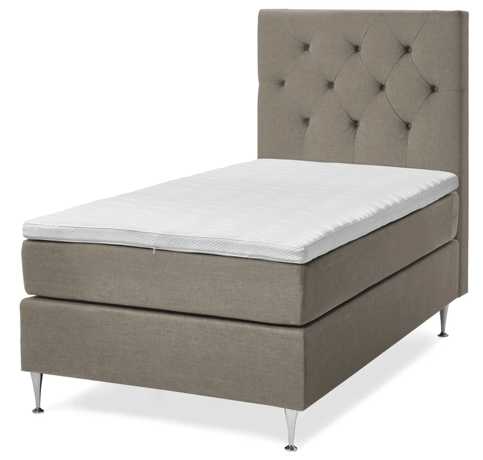 New York Supreme - Kontinentalsäng, enkelsäng med bäddmadrass och sänggavel - Brun