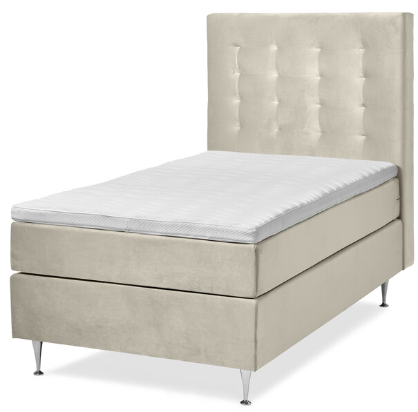 New York Supreme - Kontinentalsäng, enkelsäng med bäddmadrass och sänggavel - Beige
