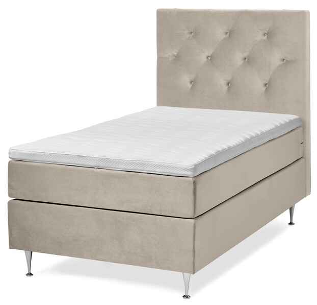 New York - Kontinentalsäng, enkelsäng med bäddmadrass och sänggavel - Beige