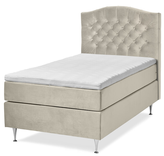 New York Supreme - Kontinentalsäng, enkelsäng med bäddmadrass och sänggavel - Beige