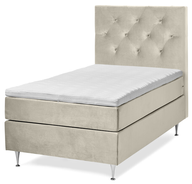 New York Supreme - Kontinentalsäng, enkelsäng med bäddmadrass och sänggavel - Beige