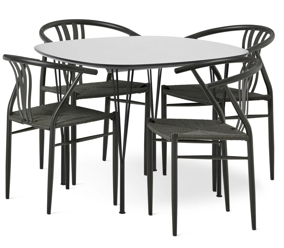 Mario - Matgrupp med 4 stolar Yngve - Svart