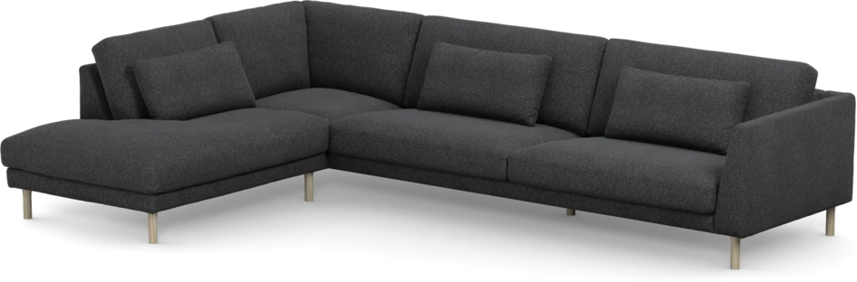 Willow - 4-sits soffa med divan vänster, fast klädsel - Grå