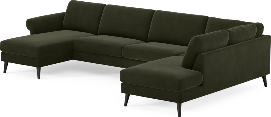 Bridge - 3-sits soffa med schäslong vänster och divan höger - Grön
