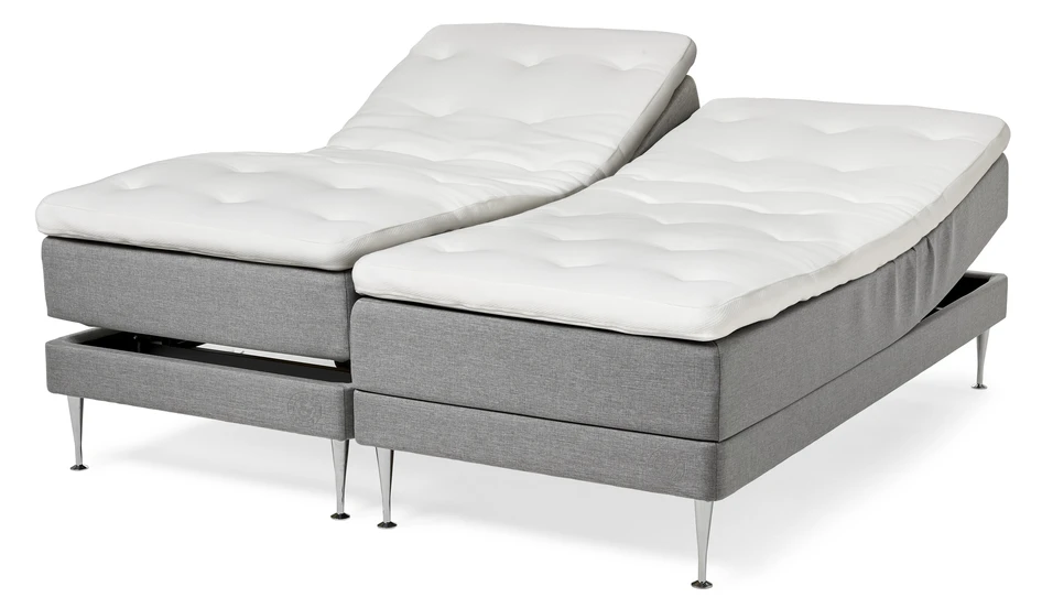 Asperö - Ställbar säng, enkelsäng med bäddmadrass Asperö Comfort - Grå