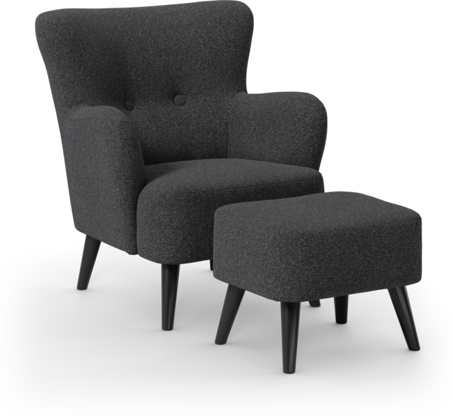 Timmy - Fåtölj med fotpall - Grå