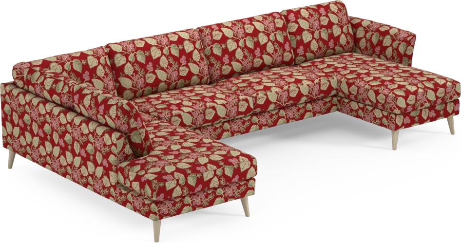 Bridge - 3-sits soffa med divan vänster och schäslong höger - Röd