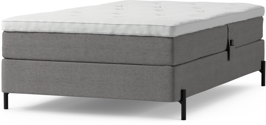 Delux Sense - Ställbar säng, enkelsäng med bäddmadrass och sängben - Grå