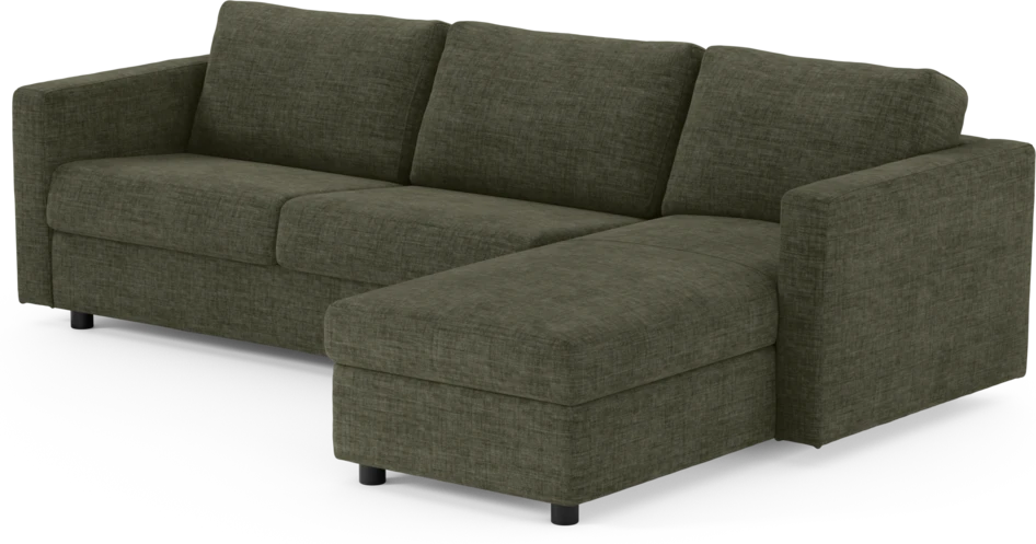 Lindö - Bäddsoffa 2,5-sits med schäslong, vändbar - Grön