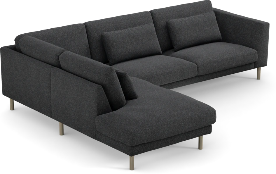 Willow - 3-sits soffa med divan vänster, fast klädsel - Grå