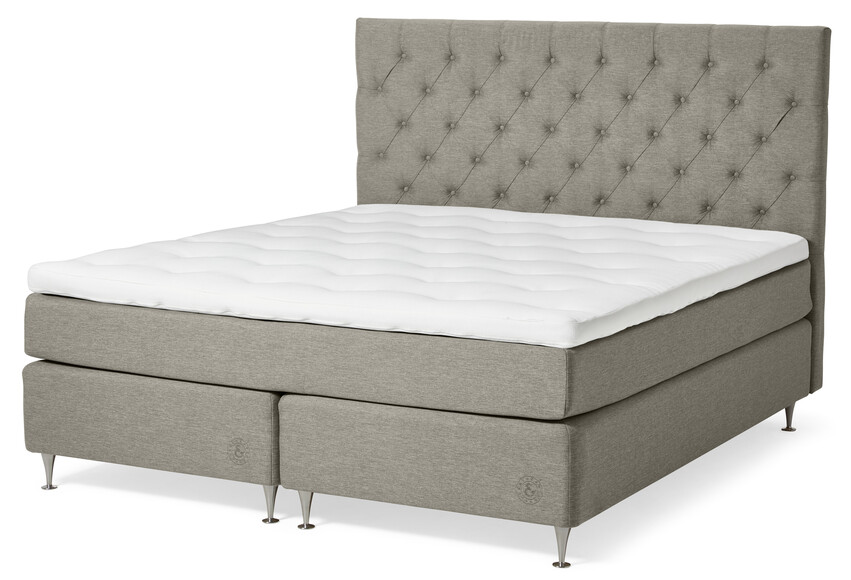 Särö - Kontinentalsäng, dubbelsäng med bäddmadrass Särö och pikerad sänggavel L - Beige