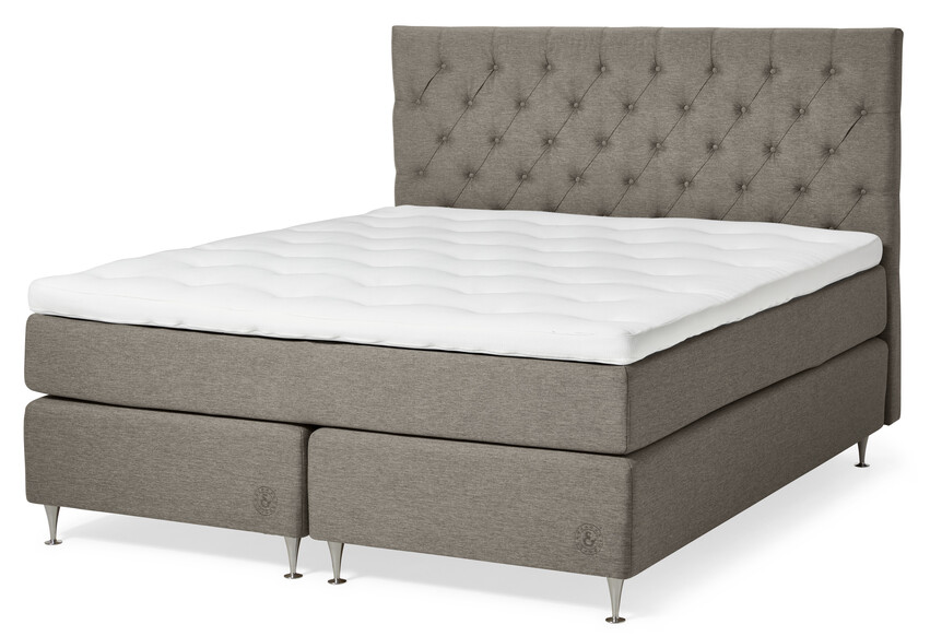 Särö Comfort - Kontinentalsäng, dubbelsäng med bäddmadrass Särö Comf och pikerad sänggavel L - Brun