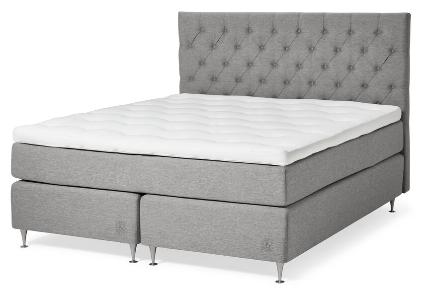 Särö Comfort - Kontinentalsäng, dubbelsäng med bäddmadrass Särö Comf och pikerad sänggavel L - Grå