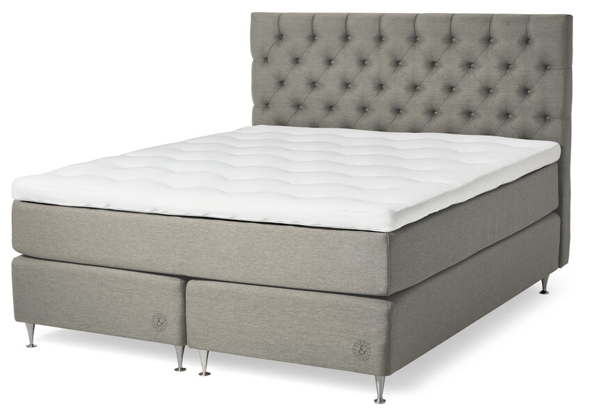 Särö Exclusive - Kontinentalsäng, dubbelsäng med bäddmadrass Särö Excl och pikerad sänggavel L - Beige