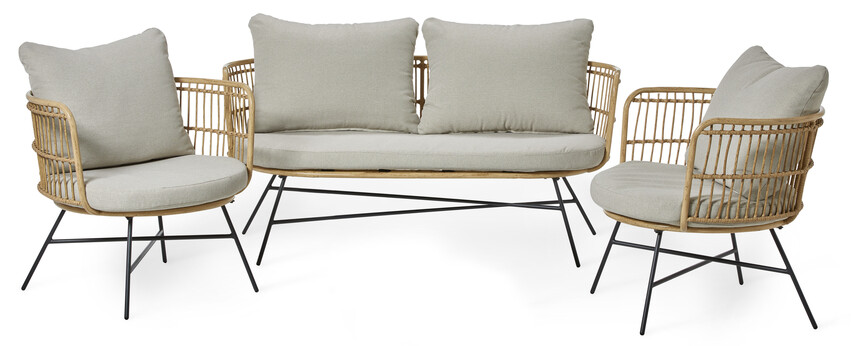 Vali - Utegrupp med soffa och 2 fåtöljer - Beige