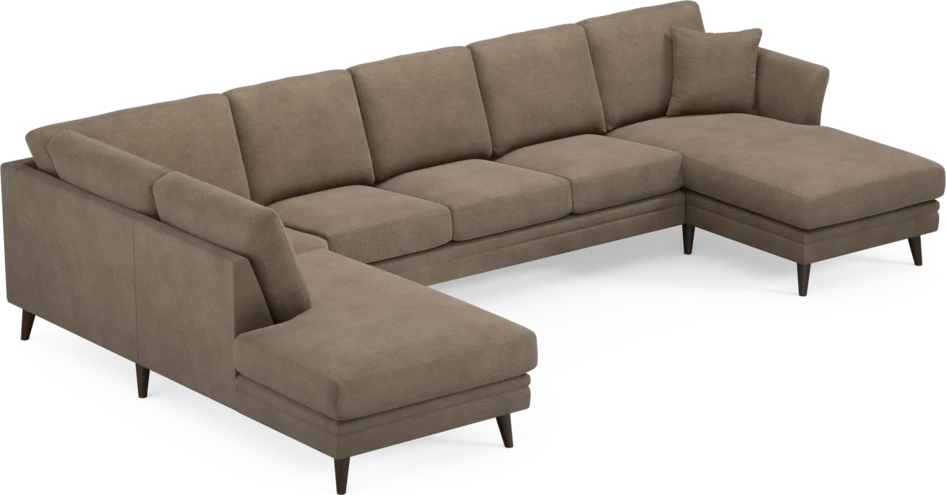 Eden - 3-sits soffa med divan vänster och schäslong höger - Brun