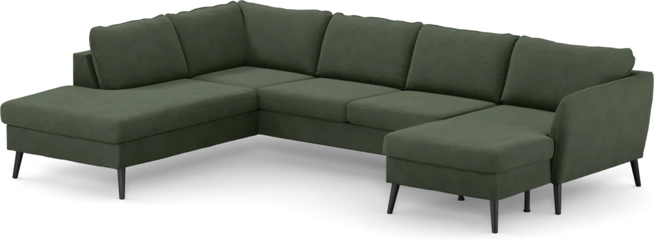 County - 3-sits soffa med divan vänster och schäslong höger - Grön