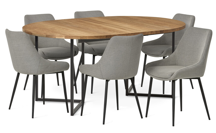 City - Matgrupp med 6 stolar Leon - Beige