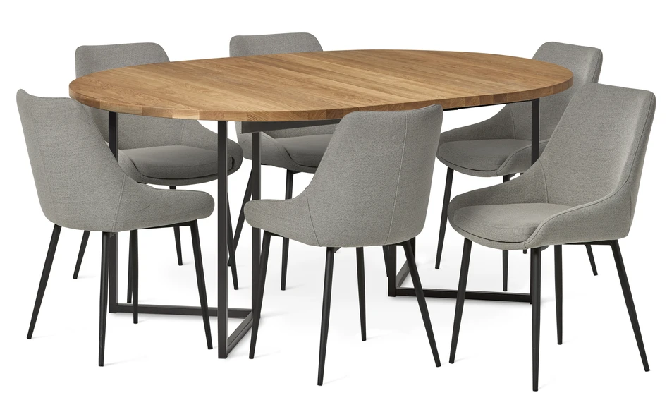 City - Matgrupp med 6 stolar Leon - Beige
