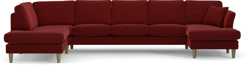 Eden - 3-sits soffa med divan vänster och schäslong höger - Röd