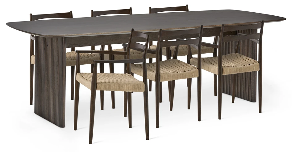 Cord - Matgrupp med 6 karmstolar Cord - Brun