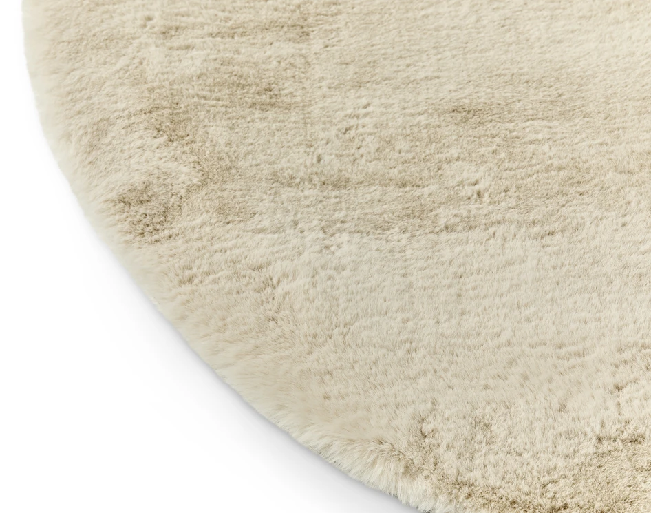 Minou - Konstpälsmatta, Ø120 cm - Beige