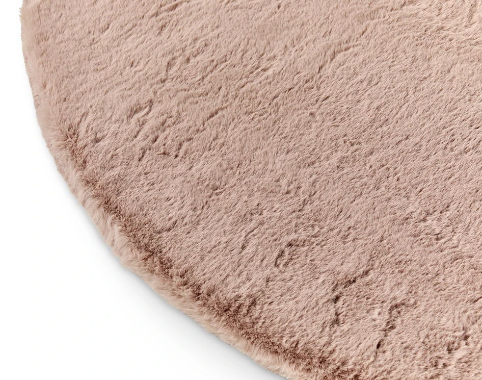 Minou - Konstpälsmatta, Ø120 cm - Rosa