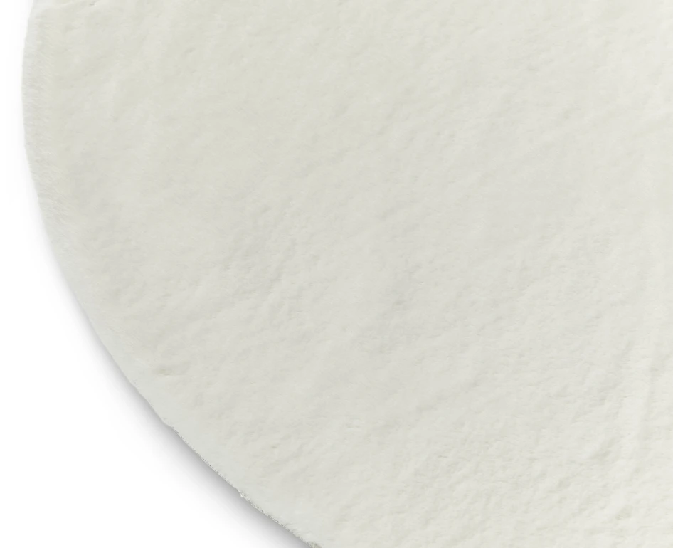 Minou - Konstpälsmatta, Ø120 cm - Vit