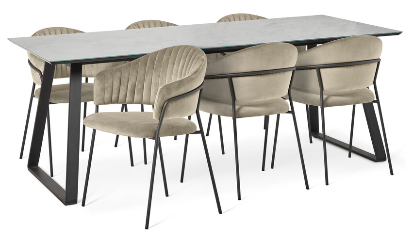 Remo - Matgrupp med 6 karmstolar Sharon - Beige