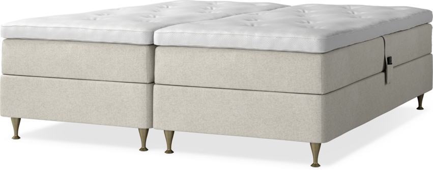 Delux Sense - Ställbar säng, dubbelsäng med bäddmadrass - Beige