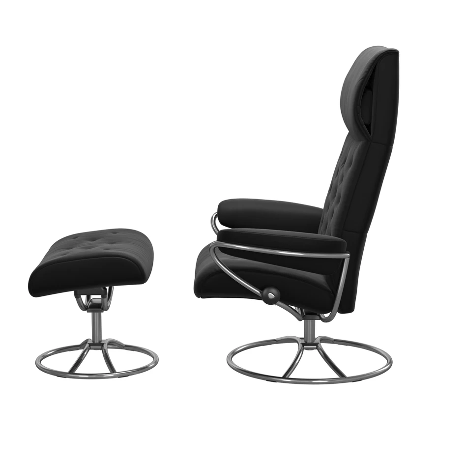 Stressless Metro, medium - Fåtölj med fotpall, medium - Svart