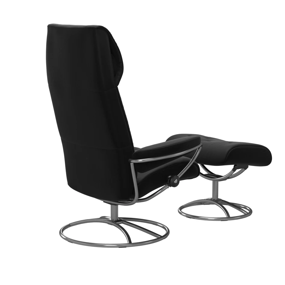 Stressless Metro, medium - Fåtölj med fotpall, medium - Svart
