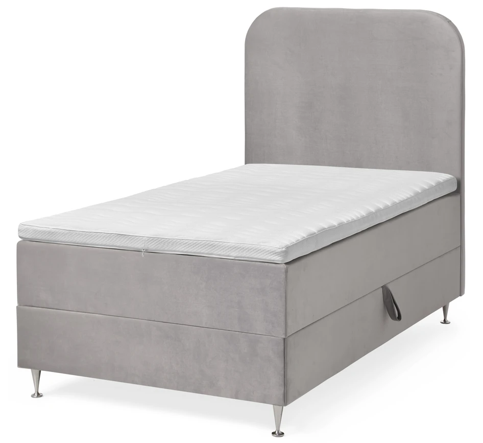 New York - Kontinentalsäng, enkelsäng med förvaring, bäddmadrass och sänggavel - Grå