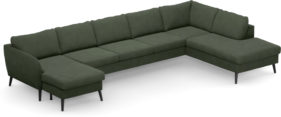 County - 4-sits soffa med schäslong vänster och divan höger - Grön