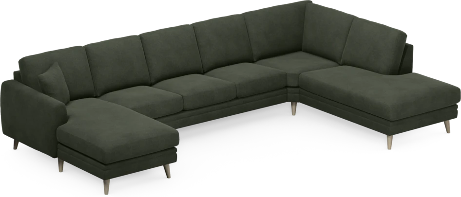Eden - 3-sits soffa med schäslong vänster och divan höger - Grön