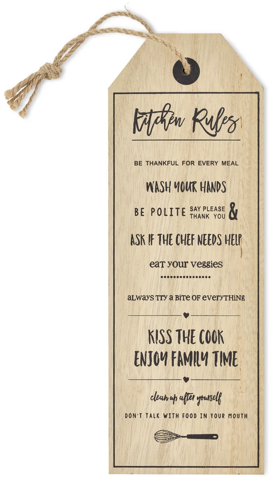 Kitchen rules - Väggdekoration, H 31 cm - Beige