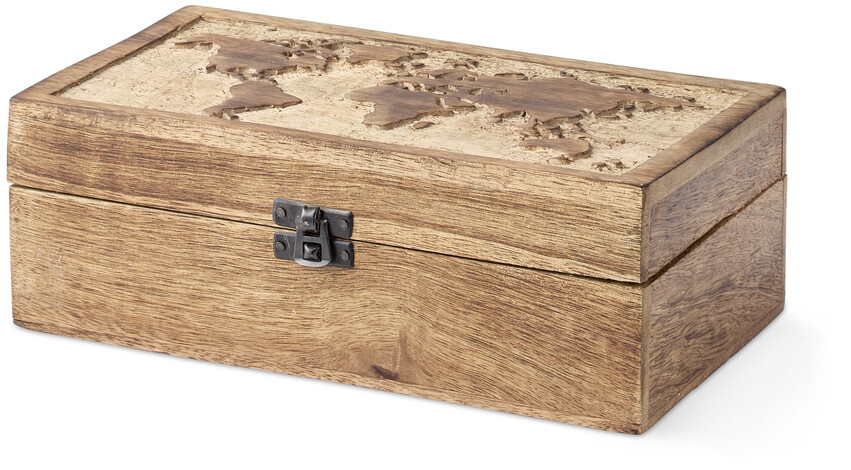 Atlas - Förvaringsbox, L 25, B 15, H 8,5 cm - Brun