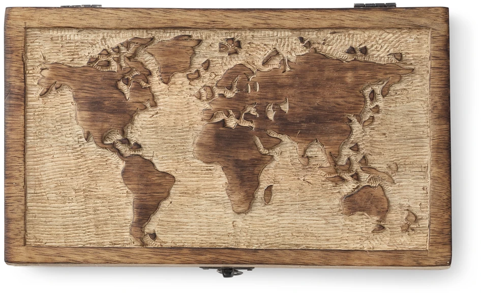 Atlas - Förvaringsbox, L 25, B 15, H 8,5 cm - Brun